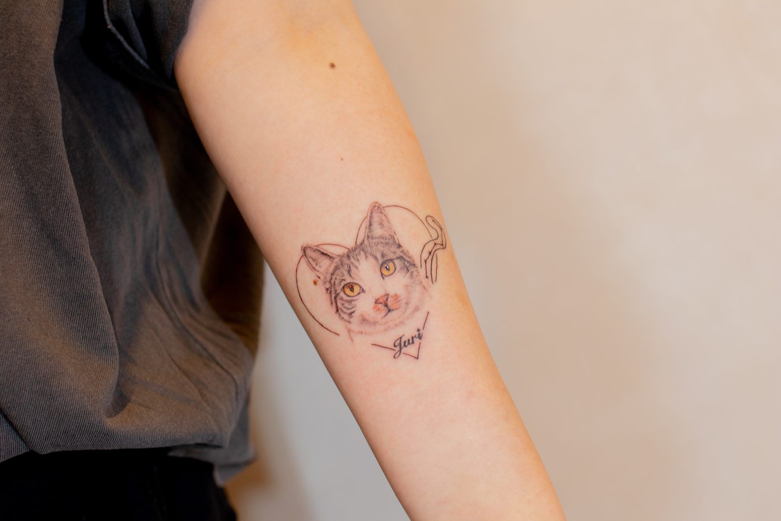 円窓の猫ポートレートとJuri（上腕）